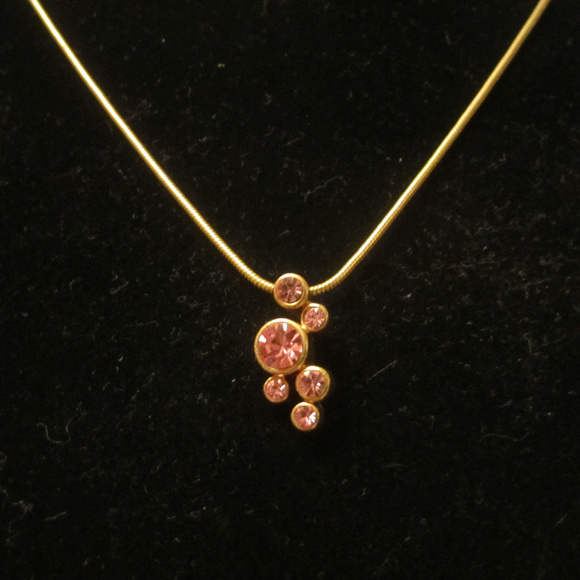 Pink Rhinestone Drop Necklace Earrings Set AVON - Picture 2 of 5